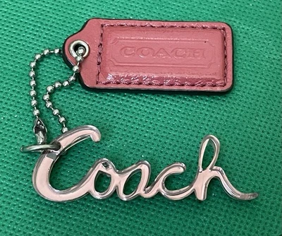 COACH Cursive Iconic Letters & Leather KeyChain KeyRing KeyHolder Authentic - Image 1 of 4
