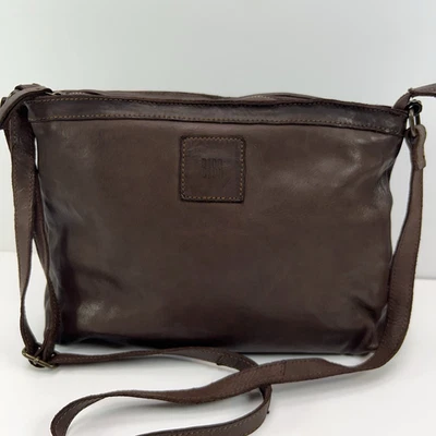 Bolso Bandolera de Cuero BIBA Correa Ajustable Cremallera Superior Hobo Cartera de Hombro Marrón Foto 1 de 4