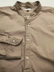 Camisa HOUSE OF ST. CLAIR Para Hombre 1/2 Botón 100% Algodón XL Beige/Caqui COLLAR BANDA - Imagen 1 de 5