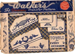 1930s Vintage Walker EMBROIDERY TRANSFER 33 His Hers China & Floral Sprays UNCUT - Picture 1 of 3