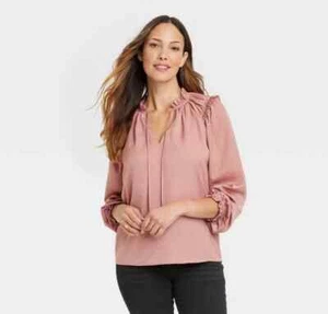 Women's Long Sleeve Satin Top - Knox Rose™ Pink S - Picture 1 of 4