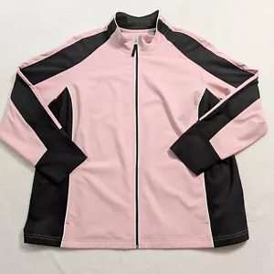 Made For Life Womens 2X Athleisure Jacket Full Zip Pink Black Polyester Pockets - Picture 1 of 6