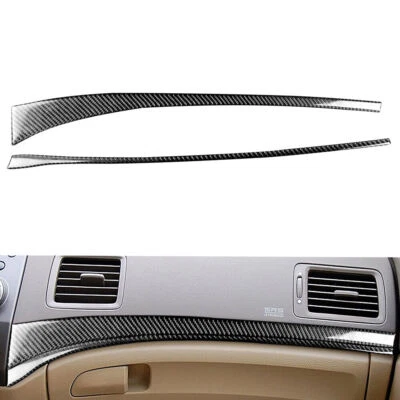 Cubierta de embellecedor de panel de tablero de instrumentos copiloto de fibra de carbono 2 piezas para Honda Civic 8th 2006-11 Foto 1 de 4