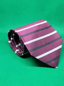 Brooks Brothers Seidenkrawatte 3 3/4" × 58" weinrot weiß schwarz gestreift - Bild 1 von 2