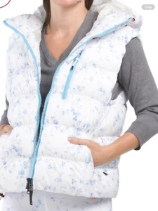 LoveShack ausgefallene Naima blaue gefütterte Weste mit Blumenmuster Größe Medium AUTHENTISCH neu mit Etikett - Bild 1 von 9