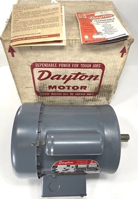 NEW Dayton 6K181 Capacitor Motor 1/3 HP 3450 RPM 115/208-230V 60Hz 5/8" Shaft - Image 1 of 4