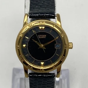 Reloj Citizen Mujer Vintage Tono Dorado 24mm Gris Negro Dial Fecha Batería Nueva 8" - Imagen 1 de 17