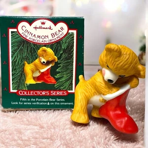 Vintage 80s Hallmark Porcelain Brown Bear Series Ornament Cinnamon 5th in Series - Picture 1 of 8