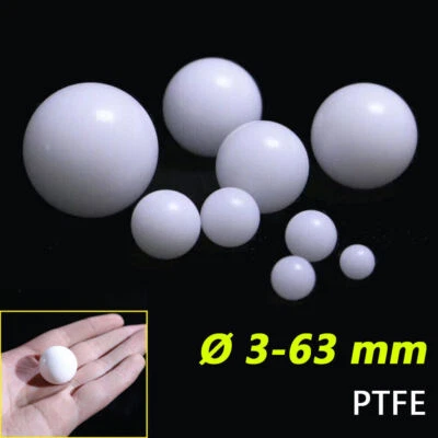 Weiße PTFE Kugeln Membranpumpen Dichtung Kugelhahn Dichtung Kugel PTFE Ø 3-63mm - Bild 1 von 4