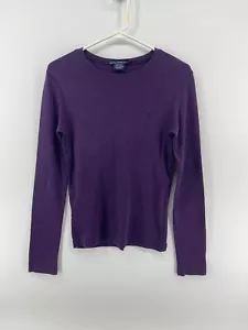 Ralph Lauren Sport Top Shirt Womens Size Medium Purple Black Pony Long Sleeve - Picture 1 of 7