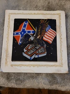 Harley Davidson Vintage Rare Carnival Fair Glass Mirror Prize 6"×6" Motorcycles - Picture 1 of 3