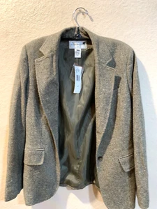 NWT Vintage Evan Picone Wool Blend Blazer Womens Green Blend Size 4 Lined NOS - Picture 1 of 17