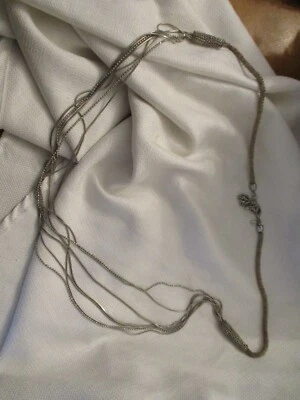 hermoso disfraz piedras ornamentadas Chico's multi hebra níquel largo 45" extremo a extremo Foto 1 de 3