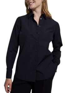 Damas Algodón Elástico Formal Trabajo Camisas Negras Oficina Fiesta Blusa Top P1617 - Imagen 1 de 4