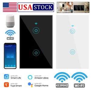 WiFi Smart wall Light Switch Glass Screen Touch,Alex Voice Control 1/2/3 Gang US - Picture 1 of 17