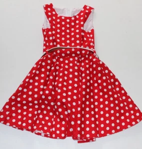 NWOT Girls HBB MAGIC Red & White Polka Dot Sleeveless Dress w Belt Size 6 - Picture 1 of 3