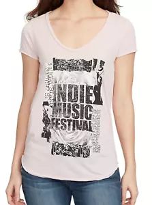 Graphic T-Shirt for Women Size XL Tee Shirt Indie Collage Open Back Lightweight - Picture 1 of 10