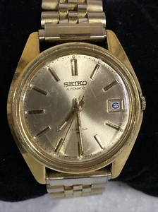 Vintage Seiko Automatic 17 Jewel 7025-8069 Gold Tone Men's Watch w/Date - Picture 1 of 7