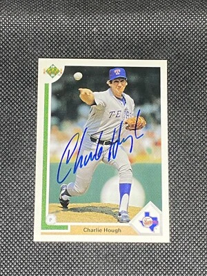 Charlie Hough Texas Rangers 1991 Upper Deck Signed Auto Card #313 ~ COA - Image 1 of 3