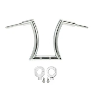 Chrome 16" Rise 2'' Hanger Handlebar W/ Risers Fit For Harley Softail - Picture 1 of 12