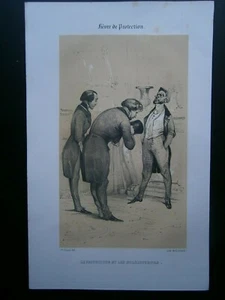 Gravure satyrique humoristique 19°: Le protecteur et les solliciteurs - Imagen 1 de 2