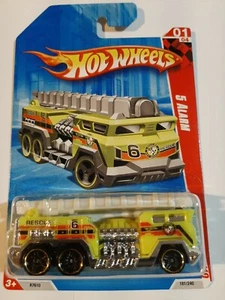 2010 #181 Hot Wheels Race World City Yellow 5 Alarm Fire Truck M.O.C.  - Picture 1 of 4