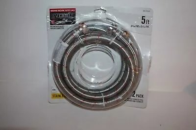 EVERBUILT  2 Pack RED & BLUE Stainless Steel Washing Machine Supply Line NEW - Image 1 of 2