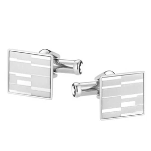 Montblanc Cufflinks Silver Square Iconic Mystery Motif Stainless Steel Mens - Picture 1 of 5