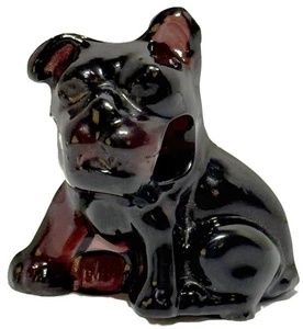 Vintage MCM Purple Glass Bridge Dog Bulldog Pencil Holder Cambridge 1930's - Picture 1 of 6