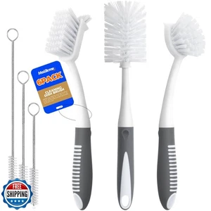Holikme 6 Pack Dish Brush Set with Bottle Brush, Dish Scrub Brush, Pan Brush - Picture 1 of 5