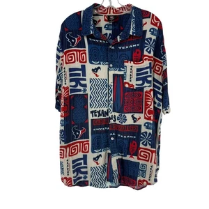 Houston Texans Hawaiian Shirt Mens Size XL Tiki NFL Team Apparel Short Sleeve - Picture 1 of 13