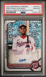 2022 Bowman Chrome Cristhian Vaquero #CPA-CV Speckle Auto /299 PSA 10 - Foto 1 di 3