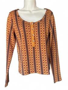 Volcom  Multicolor Long Sleeve Button-Up Shirt Women's Medium Retro boho Skater - Picture 1 of 5