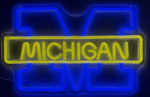 Michigan Wolverines Neon Light Sign 15 x 9.5 inch-USB Powered-Open Box - Picture 1 of 8