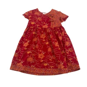 Hanna Andersson kimono dress red orange size 110 (size 5) short sleeve floral - Picture 1 of 12