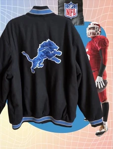 Größe 4XL G-III NFL Herren schwarz Detroit Lions Football College Jacke Wollmischung - Bild 1 von 22