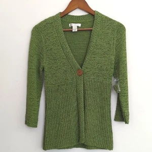 Suéter Cárdigan Susan Bristol Vintage Verde Talla Pequeña Nuevo Crochet - Imagen 1 de 5