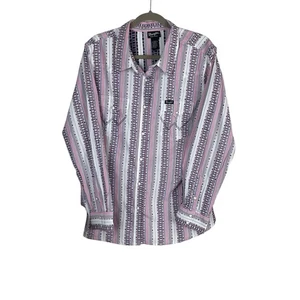 Wrangler Ladies 2XL Retro Americana White & Lilac Button Down Shirt Pearl Snap - Picture 1 of 9