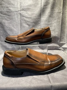 Jarman Brown Faux Leather Loafer Slip-On Casual Comfort Shoes Mens 13 Square Toe - Picture 1 of 8
