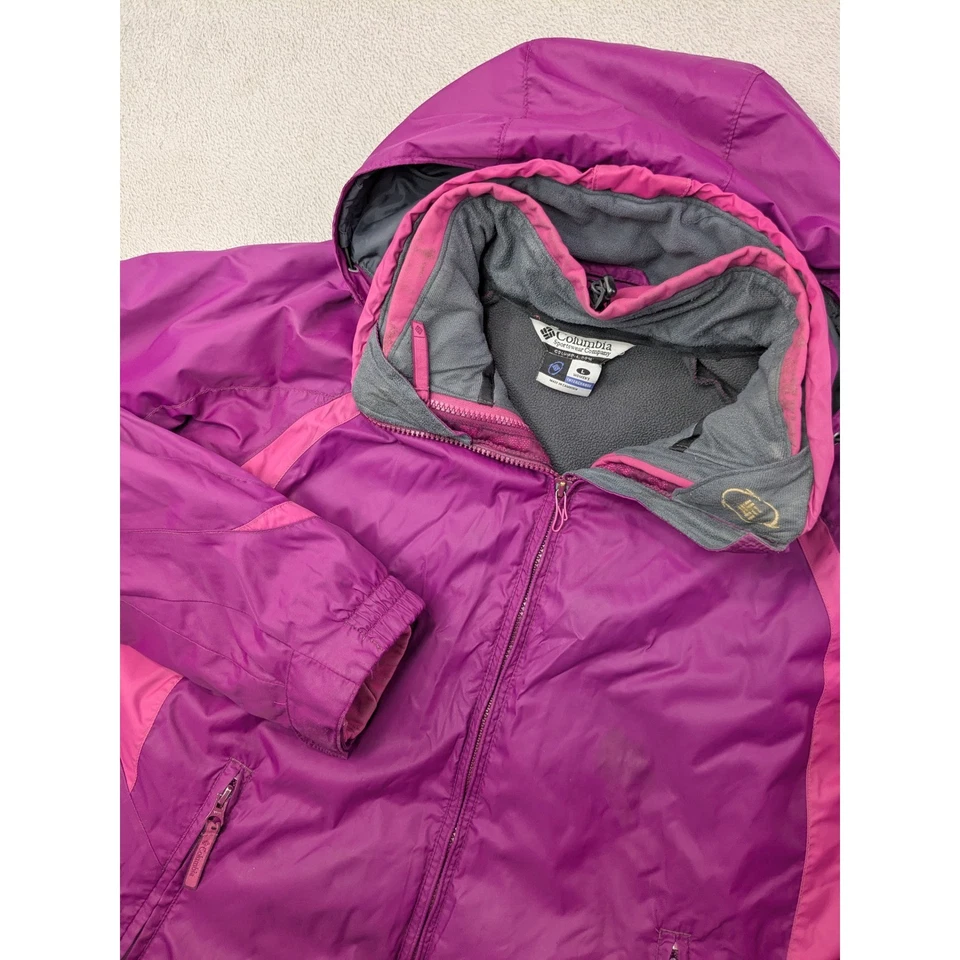 Columbia Mujer Interchange 3 en 1 Chaqueta de Esquí Grande Púrpura Rosa Con Capucha Invierno Foto 1 de 4