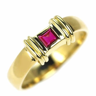 Tiffany K18YG Ruby Stacking Ring US 4.5 Stylish Jewelry - Image 1 of 3