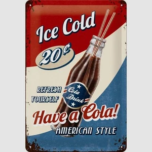 Insegna Nostalgia Cola Pubblicità 20x30 cm Stile Vintage Look Antico Used*1590 - Foto 1 di 2