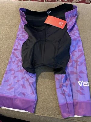 Pantalones Cortos Vebe Sport Negros/Púrpura Ciclismo Acolchados Spandex Elastizados Talla XL (SC) Foto 1 de 4