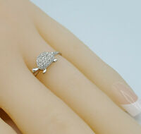 Sterling Silver Chain Shank Ring w/ Micro Pave Cubic Zirconia Stones Butterfly