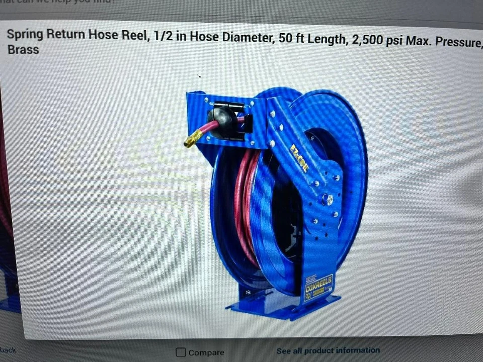 Coxreels Spring Return Hose Reel, 1/2 in Hose Diameter, 50 ft Length, 2,500 psi - Image 1 of 1