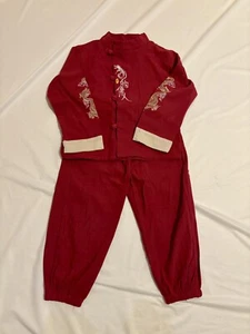 Chinese lunar new year Boys Tang Suit Han Fu Top Pants Set Dragon Red Size 6/120 - Picture 1 of 6