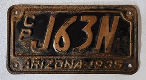 Matrícula original Arizona 1935 # CP J63N - Imagen 1 de 8