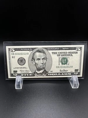 2001-$5 Dollars, Very nice bill For your Collection LOW Number . - Image 1 of 4