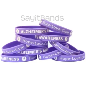 10 pulseras para concienciar sobre el Alzheimer - pulseras llenas de color púrpura grabado - Imagen 1 de 2