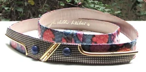 Vtg Jeweled Adjustable Snakeskin Belt JUDITH LEIBER Signed Blue Pink Red 464ry - Picture 1 of 5